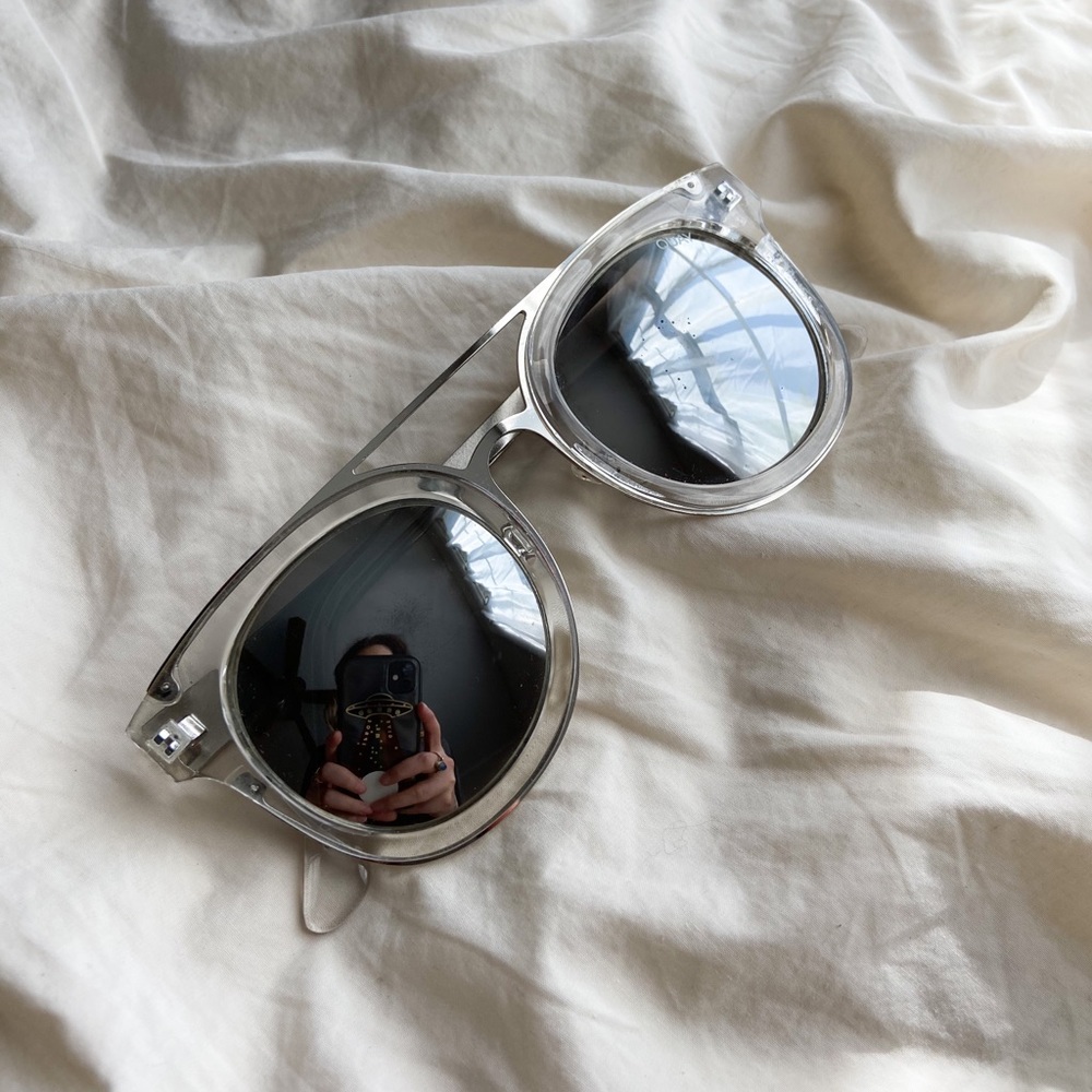 QUAY Silver Aviator Sunglasses